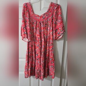 Cato Vibrant Red Floral Midi Dress